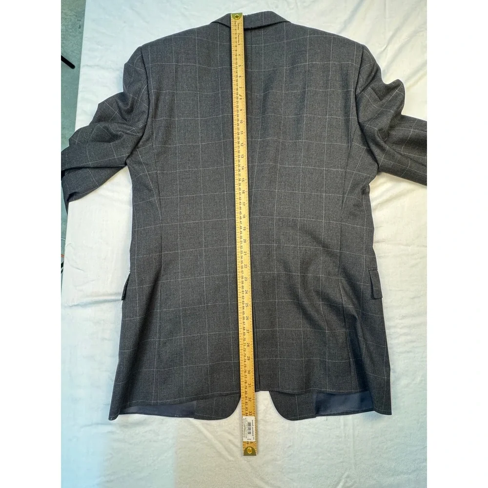Hickey Freeman Bespoke Loro Piana Wool Suit Grey Windowpane Saks Fifth Avenue